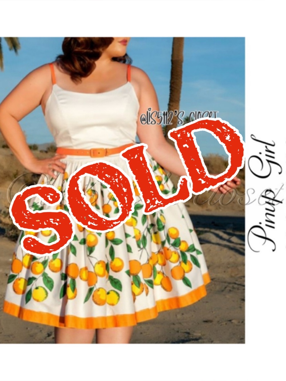 Pinup Couture Jenny in Juicy Oranges Citrus Print Swing Dress & Belt 2X